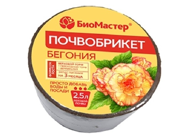 Почвобрикет Бегония 2,5 л круглый БиоМастер